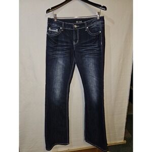 VTG Y2K ZCO Jeans Juniors 13 Boot Cut Embroidered Stretch Designer Flap Pocket